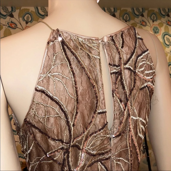 Aidan Mattox Dress Rose Gold Lace Sequin 4 EUC - Picture 2 of 8